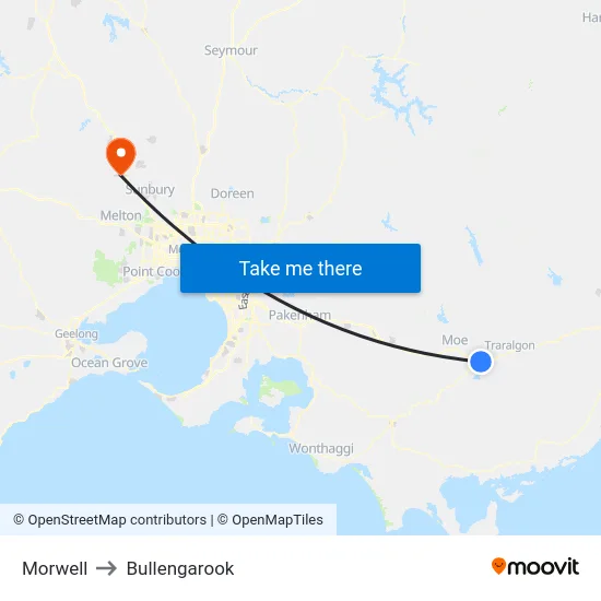 Morwell to Bullengarook map