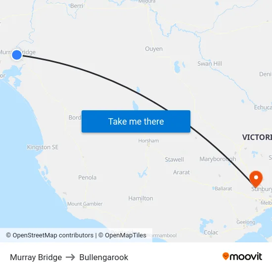 Murray Bridge to Bullengarook map