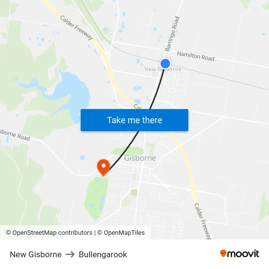 New Gisborne to Bullengarook map