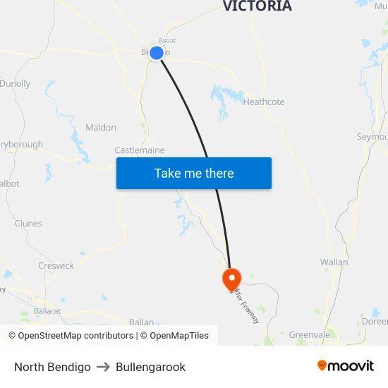 North Bendigo to Bullengarook map