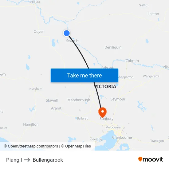 Piangil to Bullengarook map