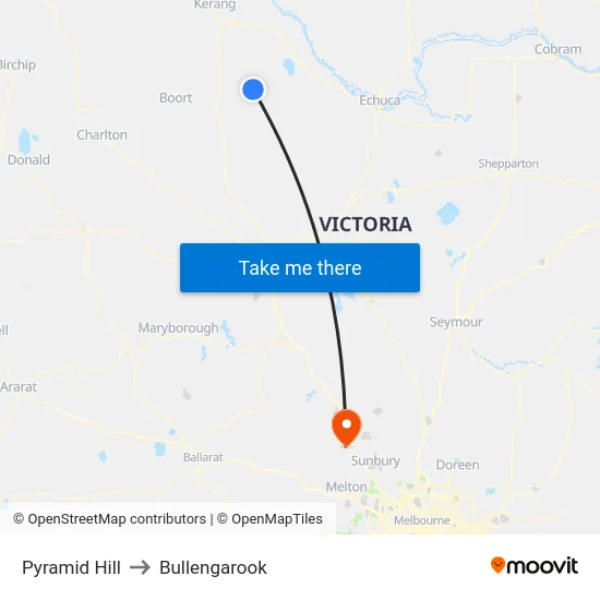 Pyramid Hill to Bullengarook map