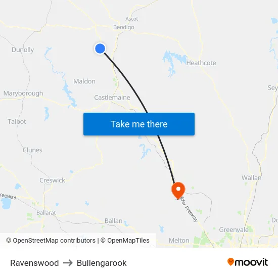 Ravenswood to Bullengarook map