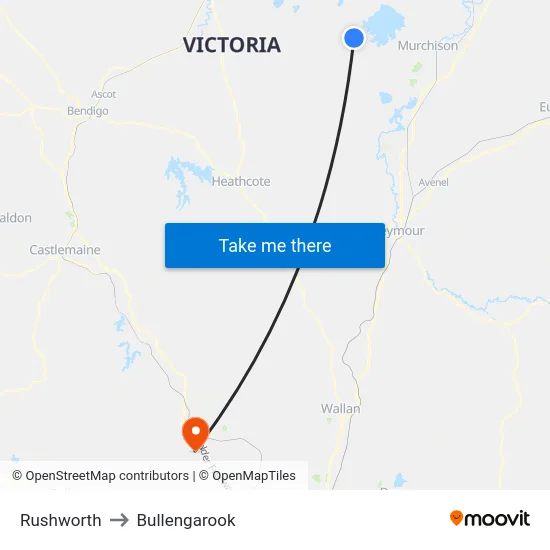 Rushworth to Bullengarook map