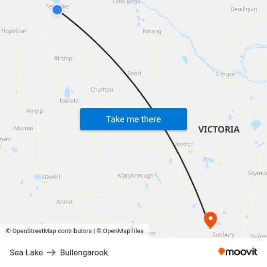 Sea Lake to Bullengarook map