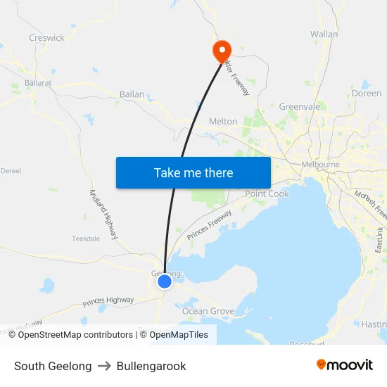 South Geelong to Bullengarook map