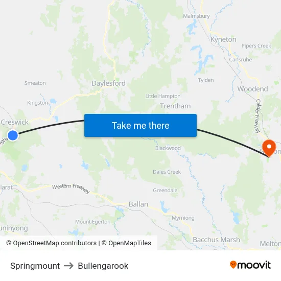 Springmount to Bullengarook map