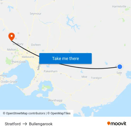 Stratford to Bullengarook map