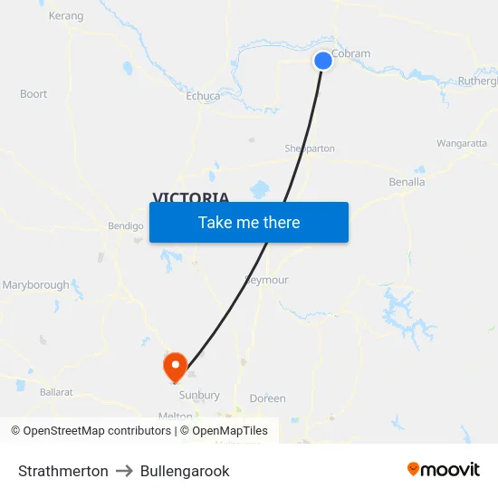 Strathmerton to Bullengarook map