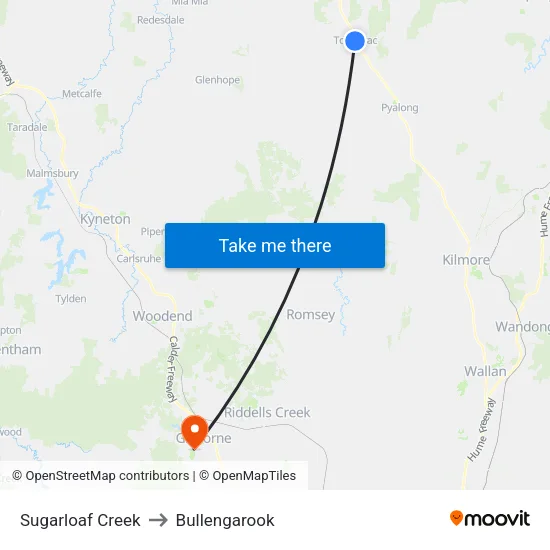 Sugarloaf Creek to Bullengarook map