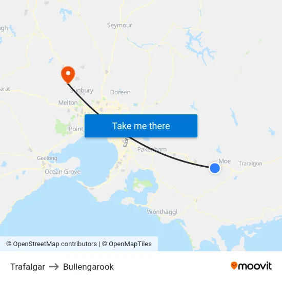 Trafalgar to Bullengarook map