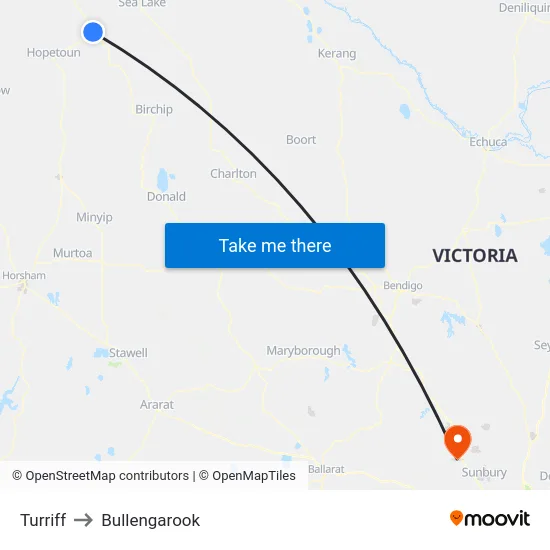 Turriff to Bullengarook map