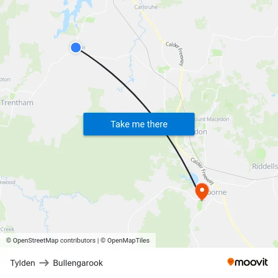 Tylden to Bullengarook map