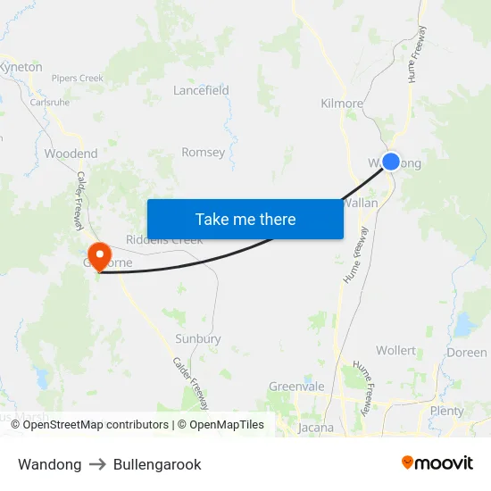 Wandong to Bullengarook map