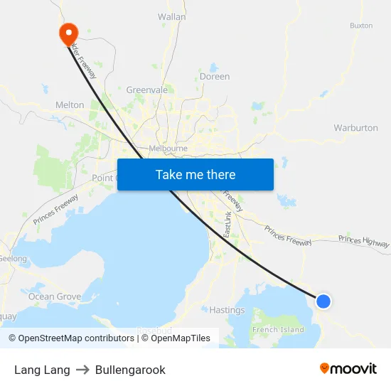 Lang Lang to Bullengarook map