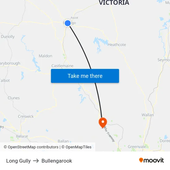 Long Gully to Bullengarook map