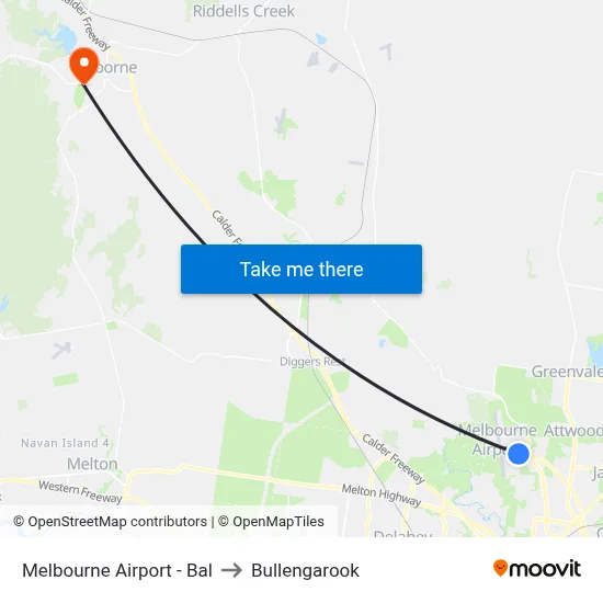 Melbourne Airport - Bal to Bullengarook map