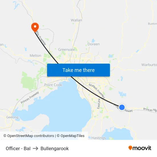Officer - Bal to Bullengarook map