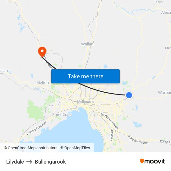 Lilydale to Bullengarook map