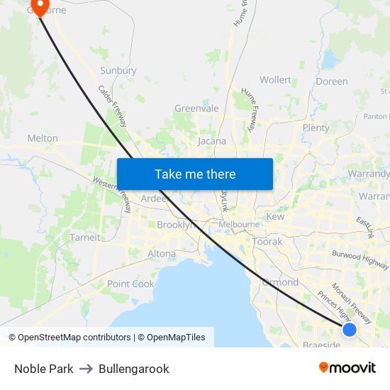 Noble Park to Bullengarook map