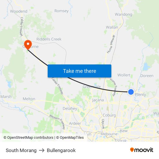 South Morang to Bullengarook map