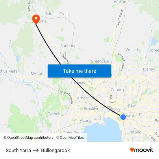 South Yarra to Bullengarook map