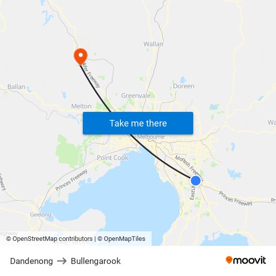 Dandenong to Bullengarook map