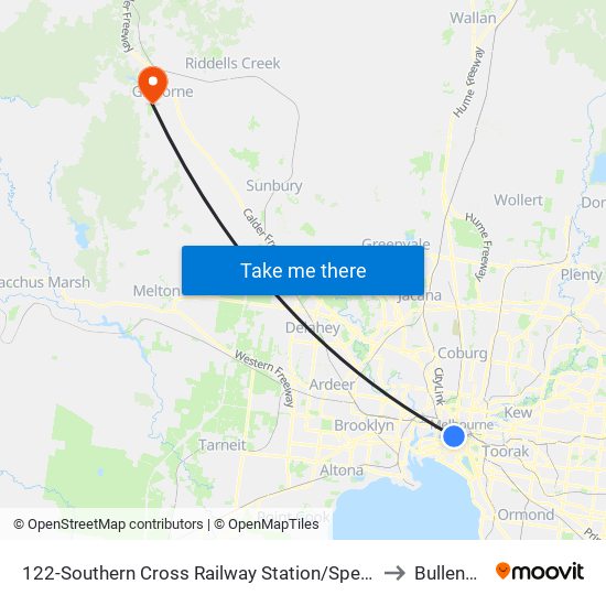 122-Southern Cross Railway Station/Spencer St (Melbourne City) to Bullengarook map