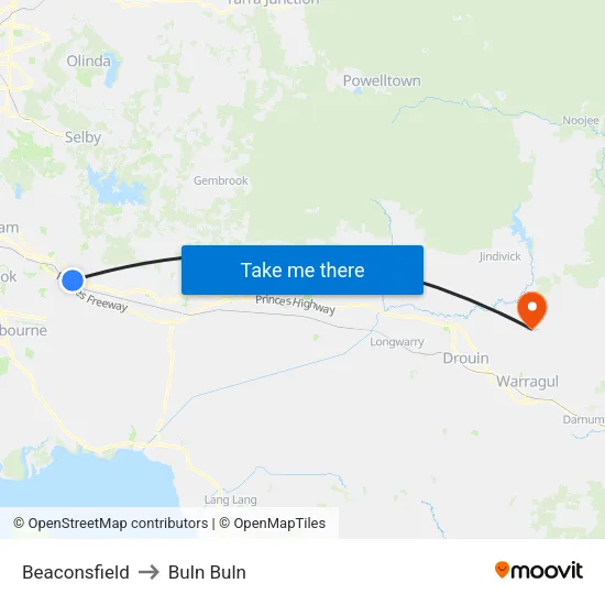 Beaconsfield to Buln Buln map