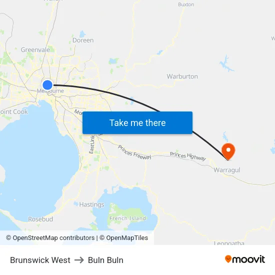 Brunswick West to Buln Buln map