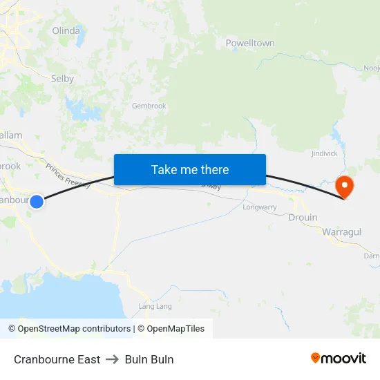 Cranbourne East to Buln Buln map