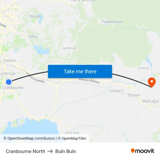 Cranbourne North to Buln Buln map