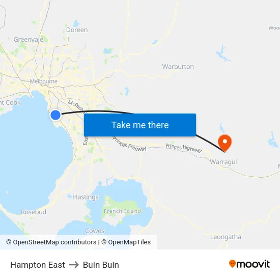 Hampton East to Buln Buln map