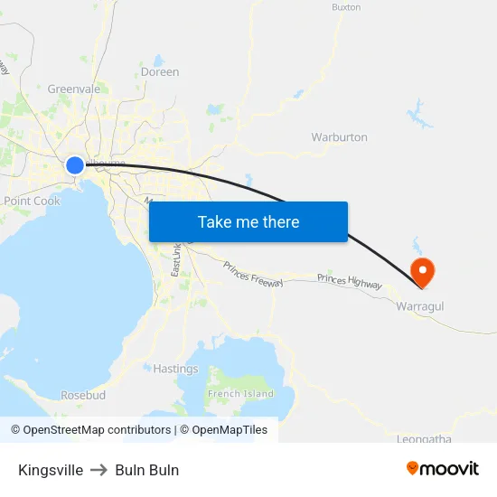 Kingsville to Buln Buln map