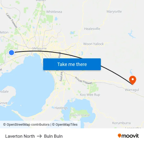 Laverton North to Buln Buln map