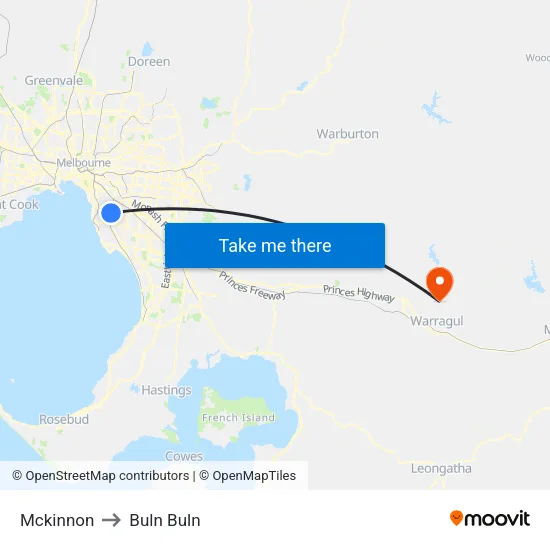 Mckinnon to Buln Buln map