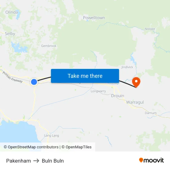 Pakenham to Buln Buln map