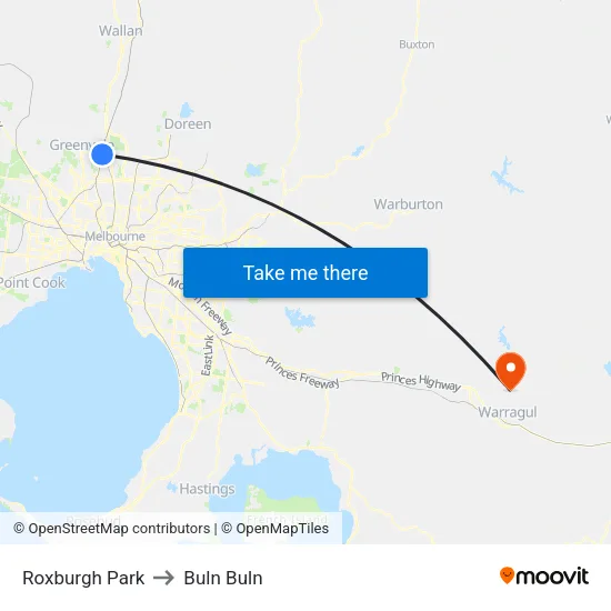 Roxburgh Park to Buln Buln map