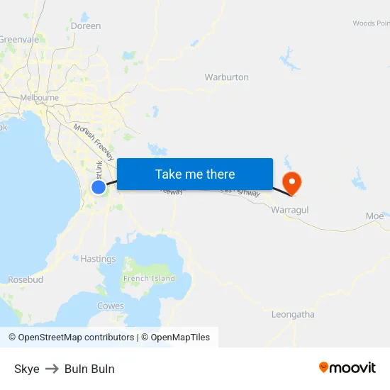 Skye to Buln Buln map