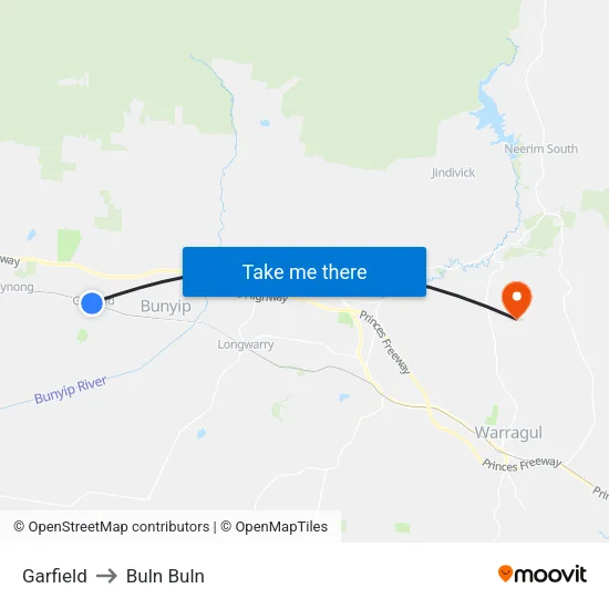 Garfield to Buln Buln map