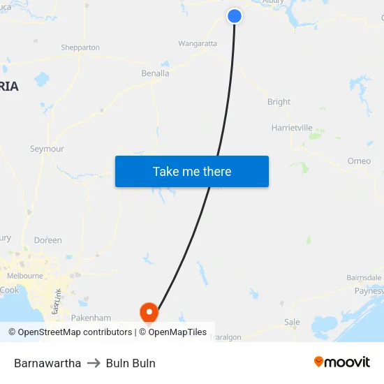 Barnawartha to Buln Buln map