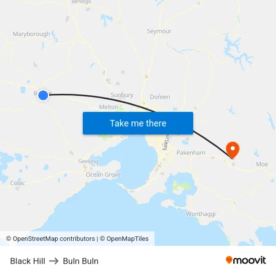 Black Hill to Buln Buln map