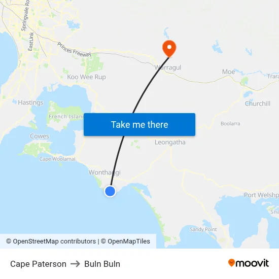 Cape Paterson to Buln Buln map