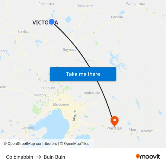 Colbinabbin to Buln Buln map