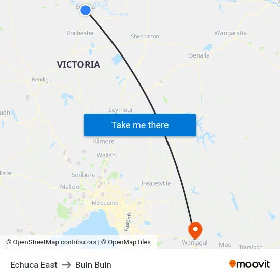 Echuca East to Buln Buln map
