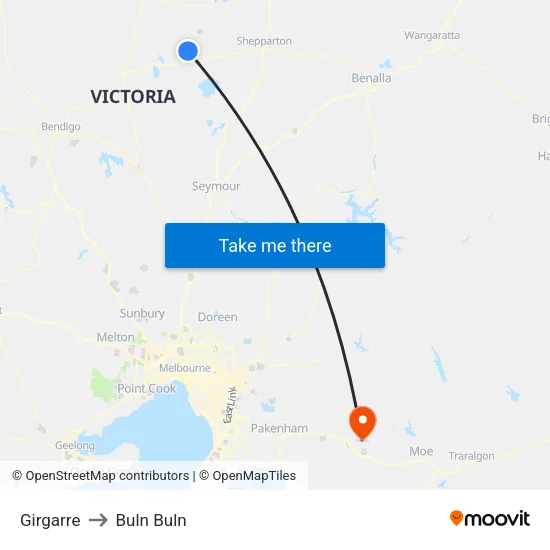 Girgarre to Buln Buln map