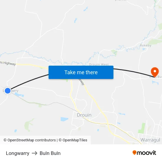 Longwarry to Buln Buln map