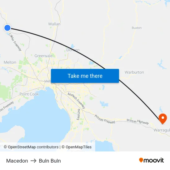 Macedon to Buln Buln map