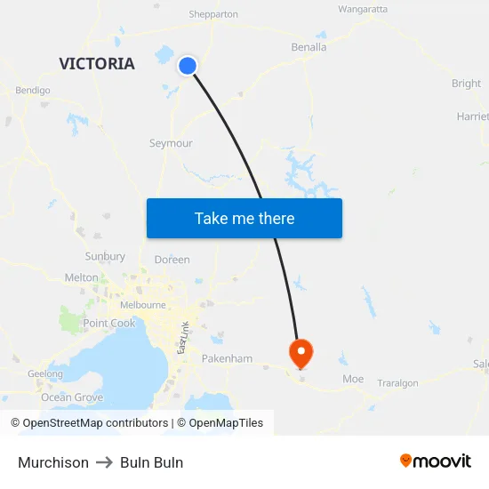 Murchison to Buln Buln map