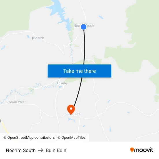 Neerim South to Buln Buln map